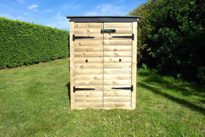 large storage cupboard doors closed