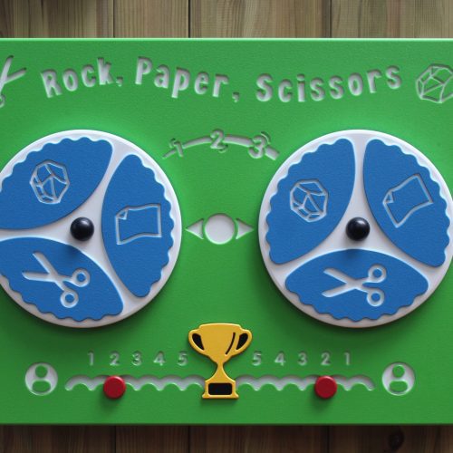 rock paper scissors play panel