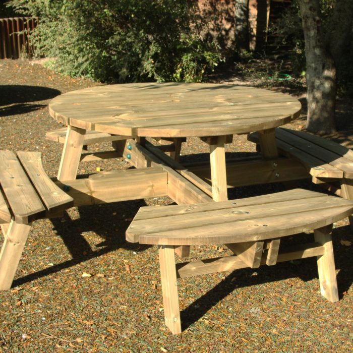 round picnic bench